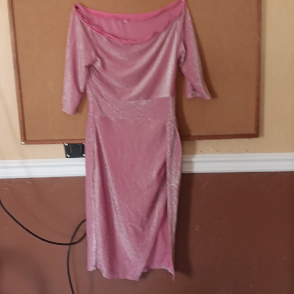 Pretty pink sparkly midi dress, size M